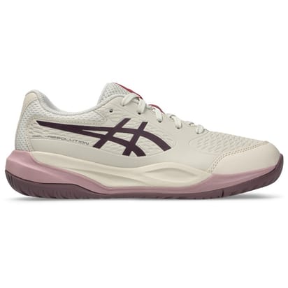 Asics Gel-Resolution X GS (HC) Soft Oat/Dark Aubergine Junior Tennis Shoe