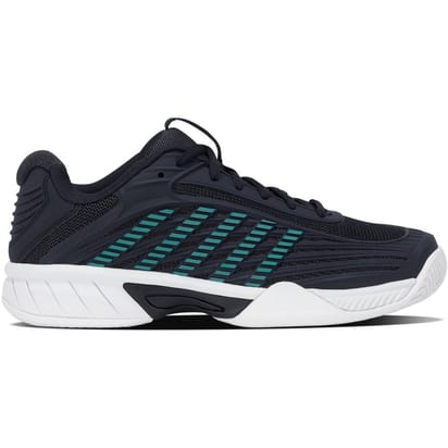 K-Swiss Hypercourt Express 3 AC Carbon/Baltic/White Junior Tennis Shoes