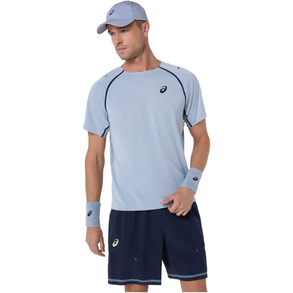 Asics Match Grey Blue Men's Short Sleeve Top