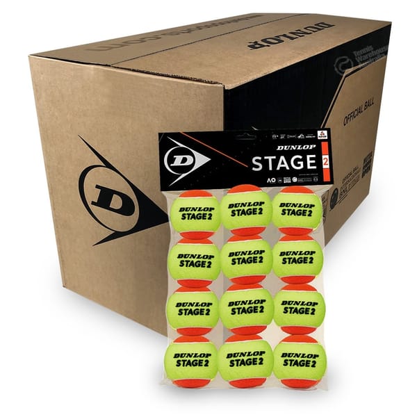 Dunlop Stage 2 Orange Junior Box of Balls (6 x 12 Packs)