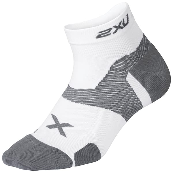 2XU Vectr Cushion 1/4 Crew Compression White/Grey Socks