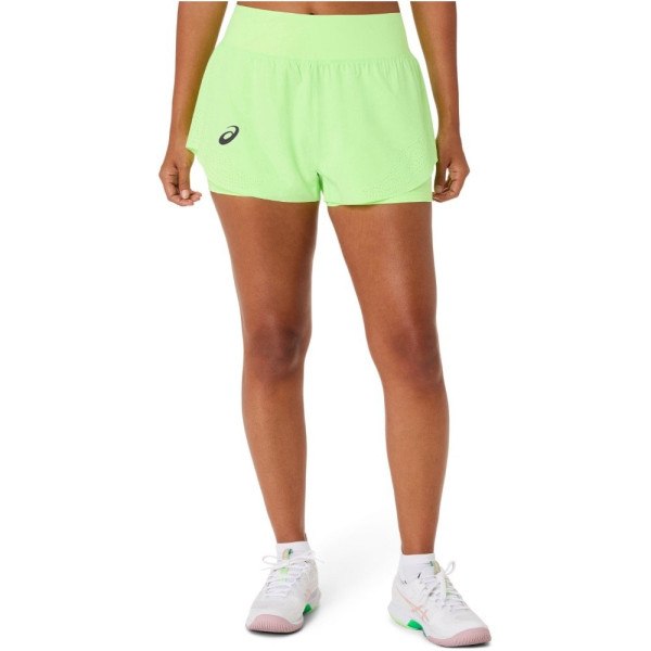 Asics Match Laser Cut Illuminate Green Women's Tennis Shorts 
