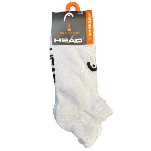 Head Half Cushion Low Cut Men's White Socks (3 Pack)