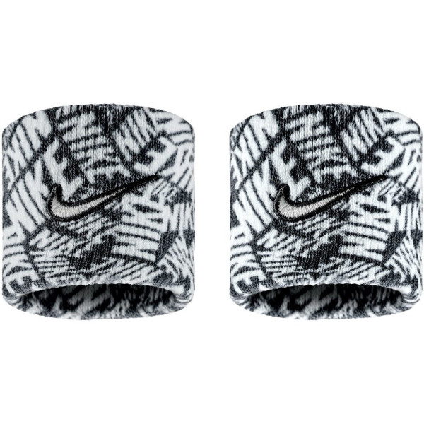 Nike Swoosh Printed Black/White Wristband (2 Pack)