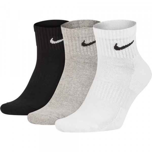 Nike Everyday Cushioned 3 Pack Socks Black/White/Grey | Tennis ...