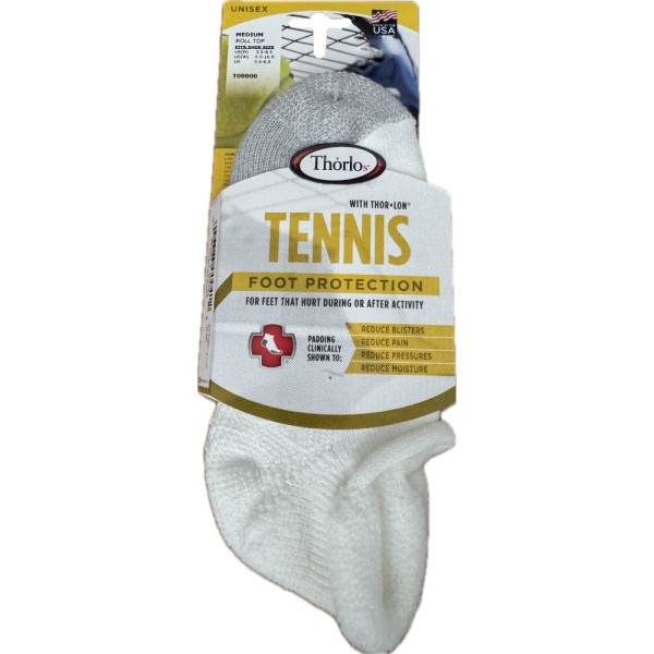 Thorlos Tennis Maximum Cushion Rolltop White Ankle Socks T00000 Medium