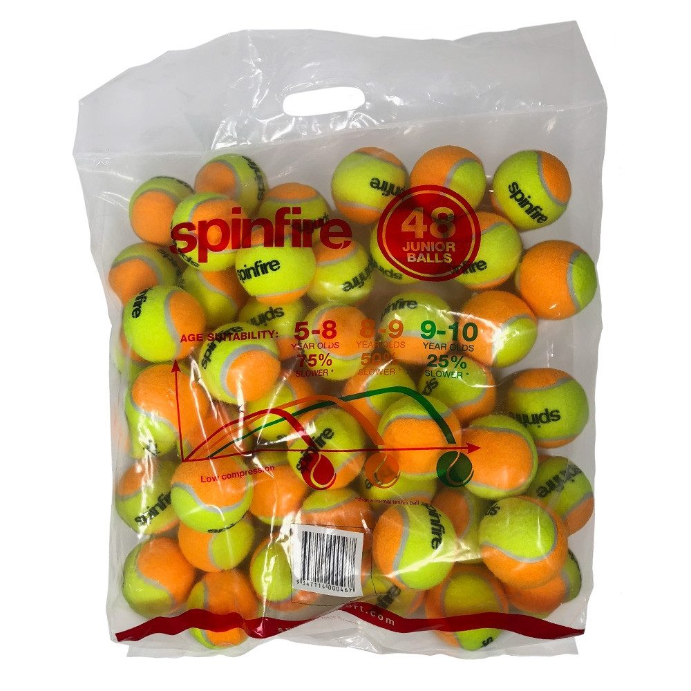 Spinfire Orange Junior Tennis Balls 48 Pack (Aged 810 Years Old