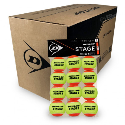 Dunlop Stage 2 Orange Junior Box of Balls (6 x 12 Packs)