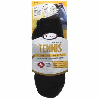 Thorlos Tennis Maximum Cushion Black Ankle Socks TMX Large